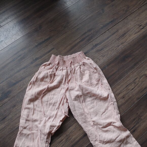 Light Pink Linen Blend Summer Pants - Picture 2 of 5